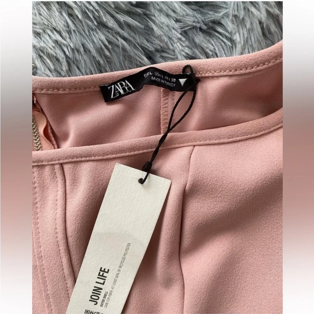 🆕(NWT) ZARA Bloggers Fav Blush Pink Off-The-Shoulder Sheath Midi/Maxi Dress. LG - Picture 15 of 15